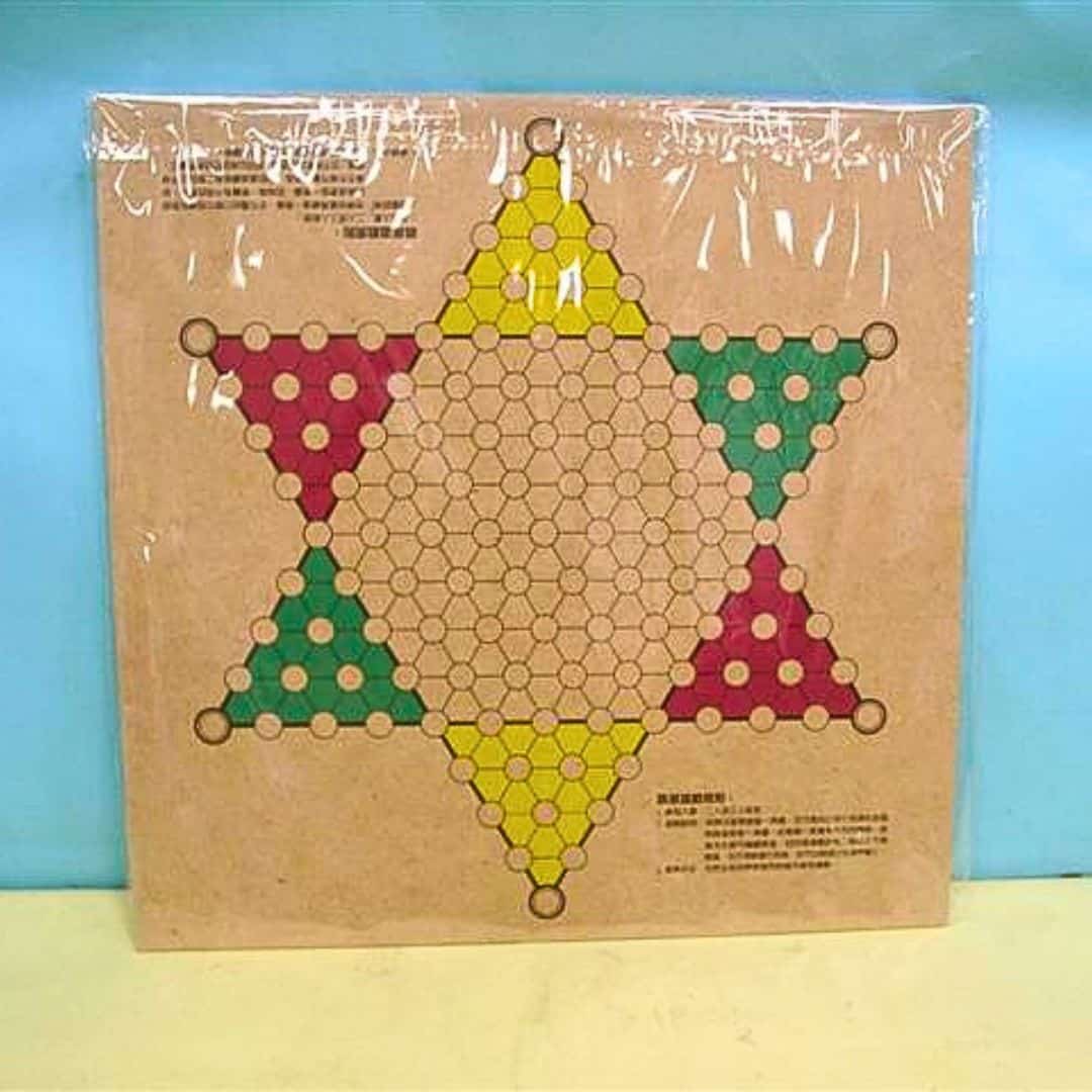 Y92005 信億彩色跳棋．象棋 木製兩用棋板 45x45.5cm