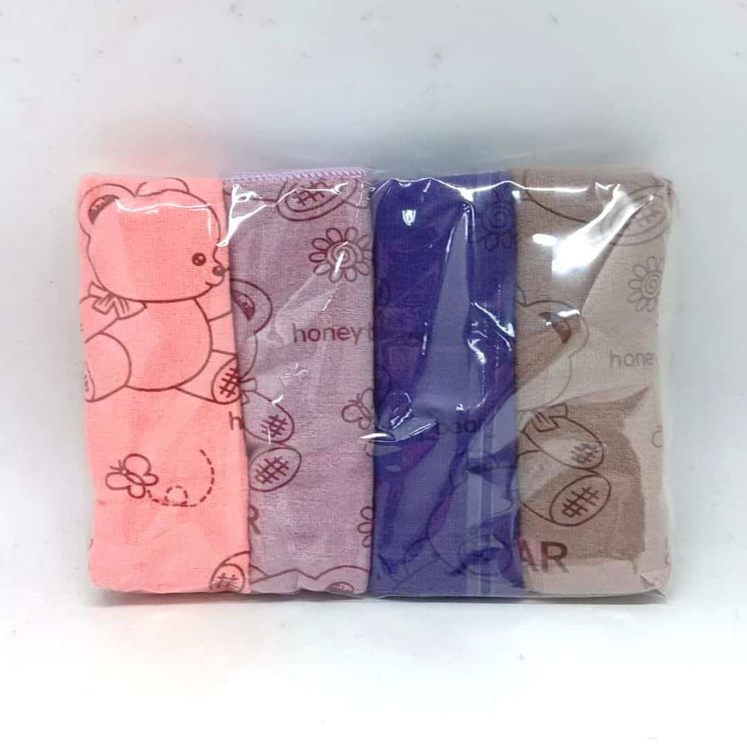 R39824 磨絨熊熊印花毛巾 4入