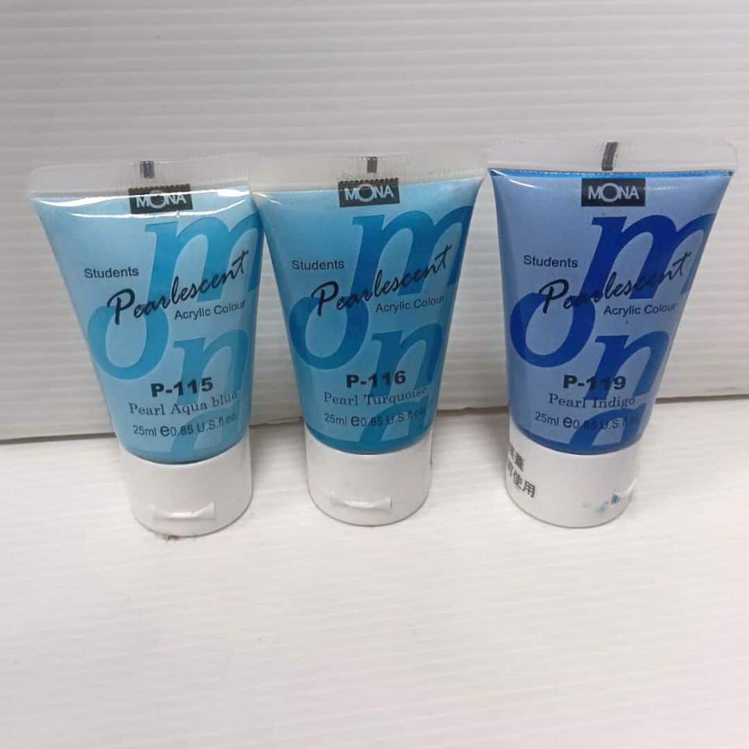 W104-115.116.119 珠光壓克力顏料 P115珠光水藍-4 W104-115 MONA壓克力顏料 珠光款 25ml 珠光水藍色