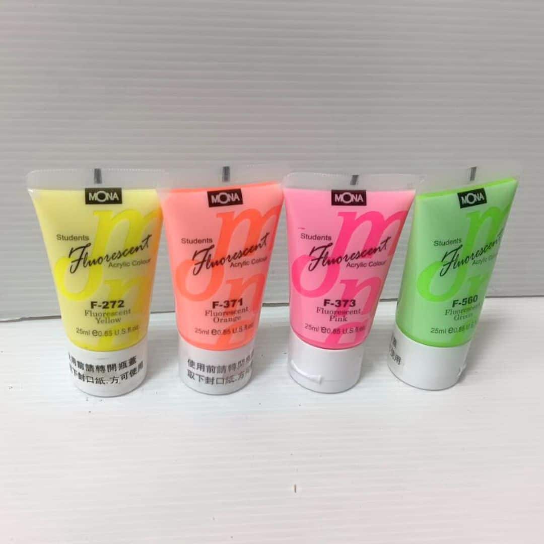 W104-272.371.373.560 螢光壓克力顏料 F272螢光黃-4 W104-272 MONA壓克力顏料 螢光款 25ml 螢光黃色
