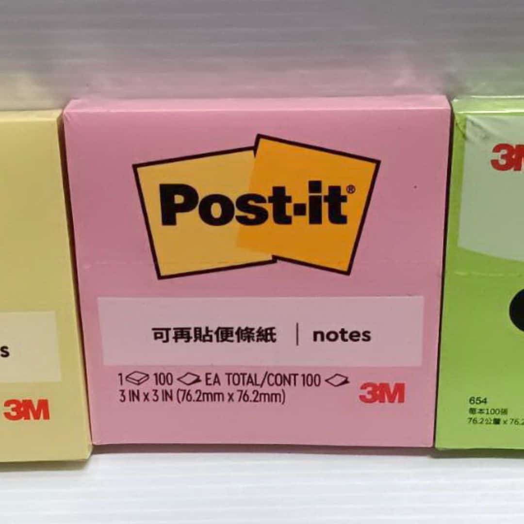 W42034C 3M利貼可再貼便條紙 粉紅色 7.5x7.5cm 100張