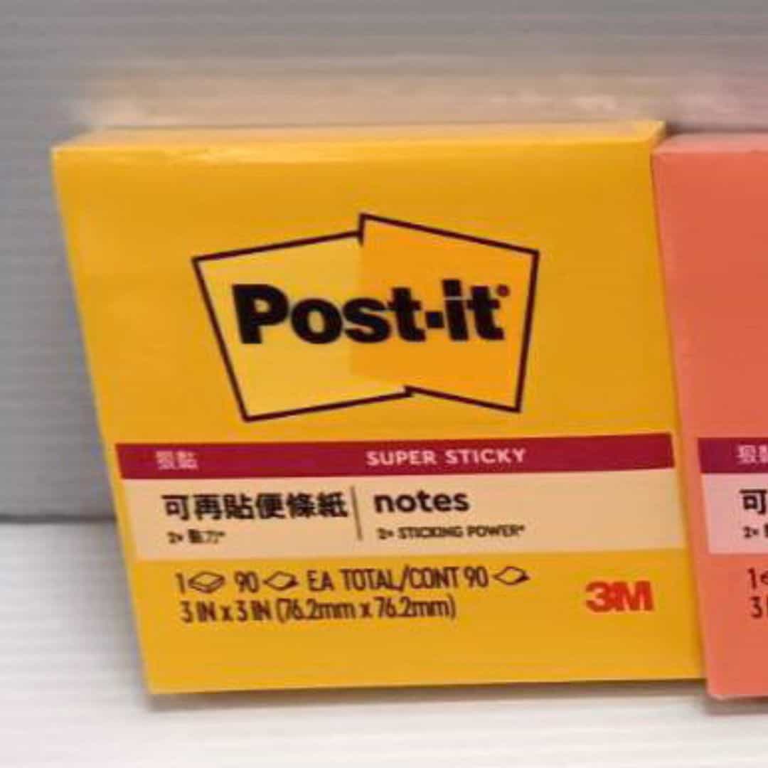W42038A 3M利貼狠黏可再貼便條 黃色 7.6x7.6cm 90張