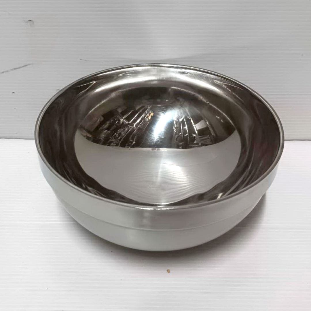 B54066 愛來白鐵雙層砂光碗 直徑18cm