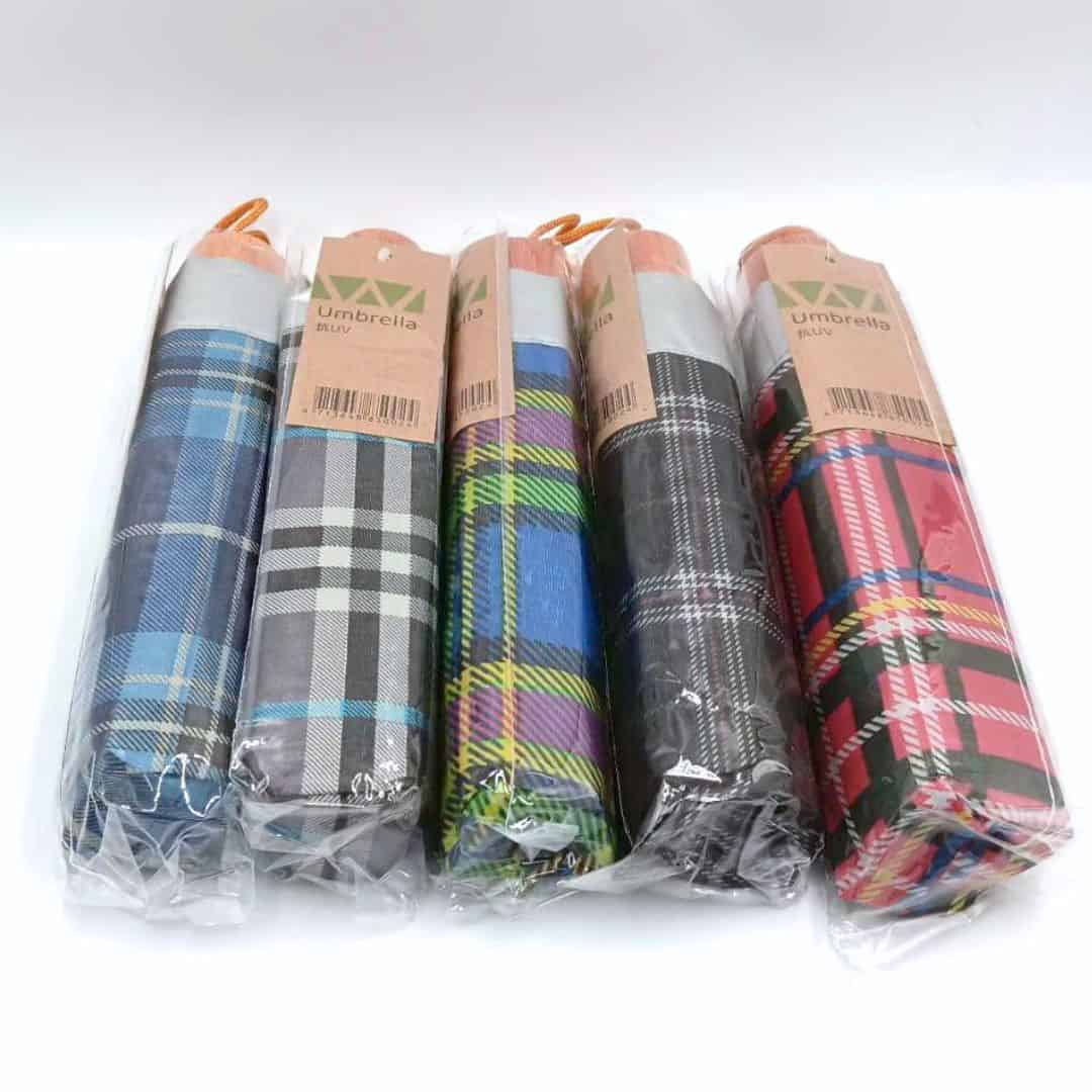 R05518 遠雄三折抗UV鐵骨傘 方格款