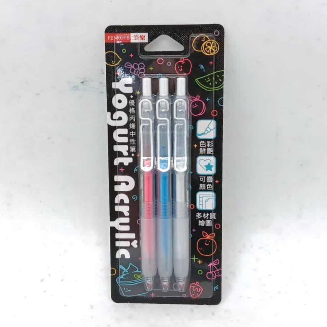 T03063A 筆樂優格丙烯中性筆 3入組 0.8mm 紅+藍+白色