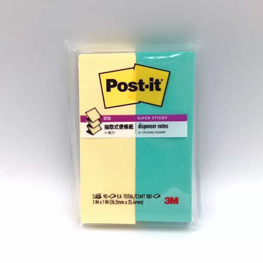 W420361 3M狠黏抽取式補充包 黃+湖綠色 7.6x2.5cm 每色90張