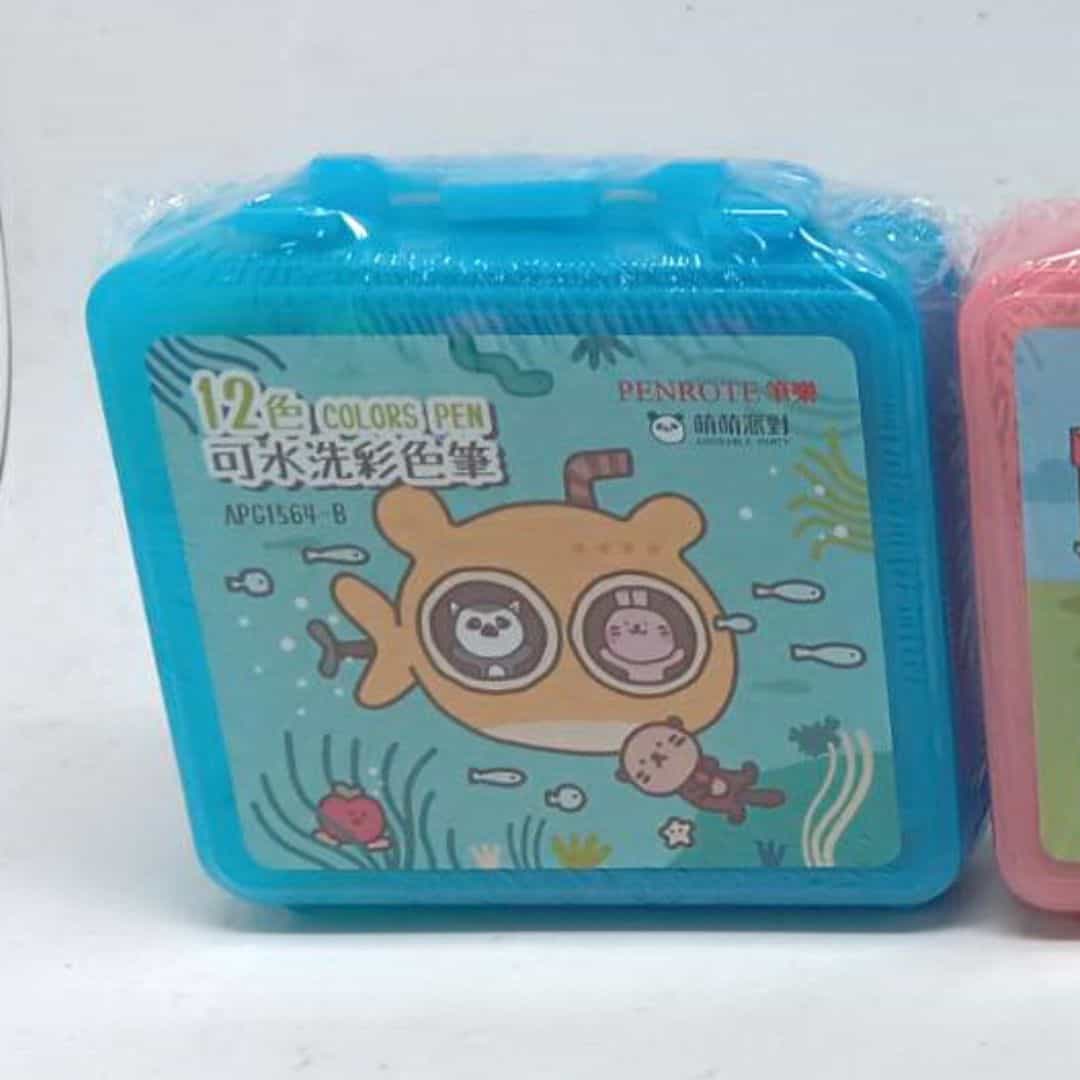 W8885A 筆樂萌萌可水洗彩色筆 12色組 藍盒