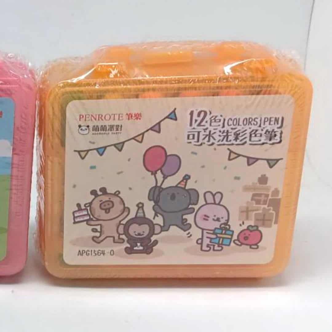 W8885B 筆樂萌萌可水洗彩色筆 12色 橘盒
