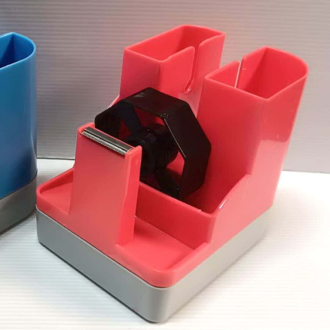 Y80004B 力大TD200筆筒方型膠台 粉+灰色