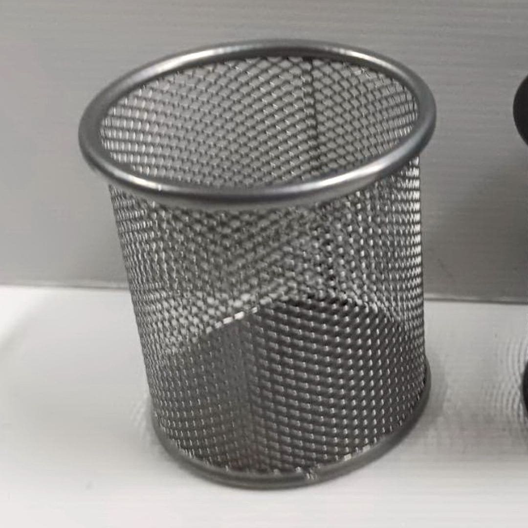 YY25597A 力大拉網筆筒 銀色 直徑8x10.5cm