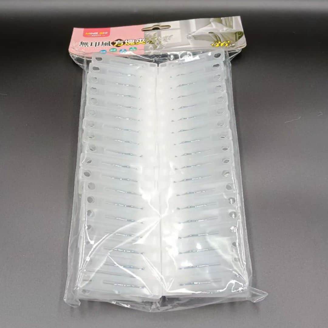 P94584 名仕無印風透明方塊衣夾 36入 6.3x1.2cm