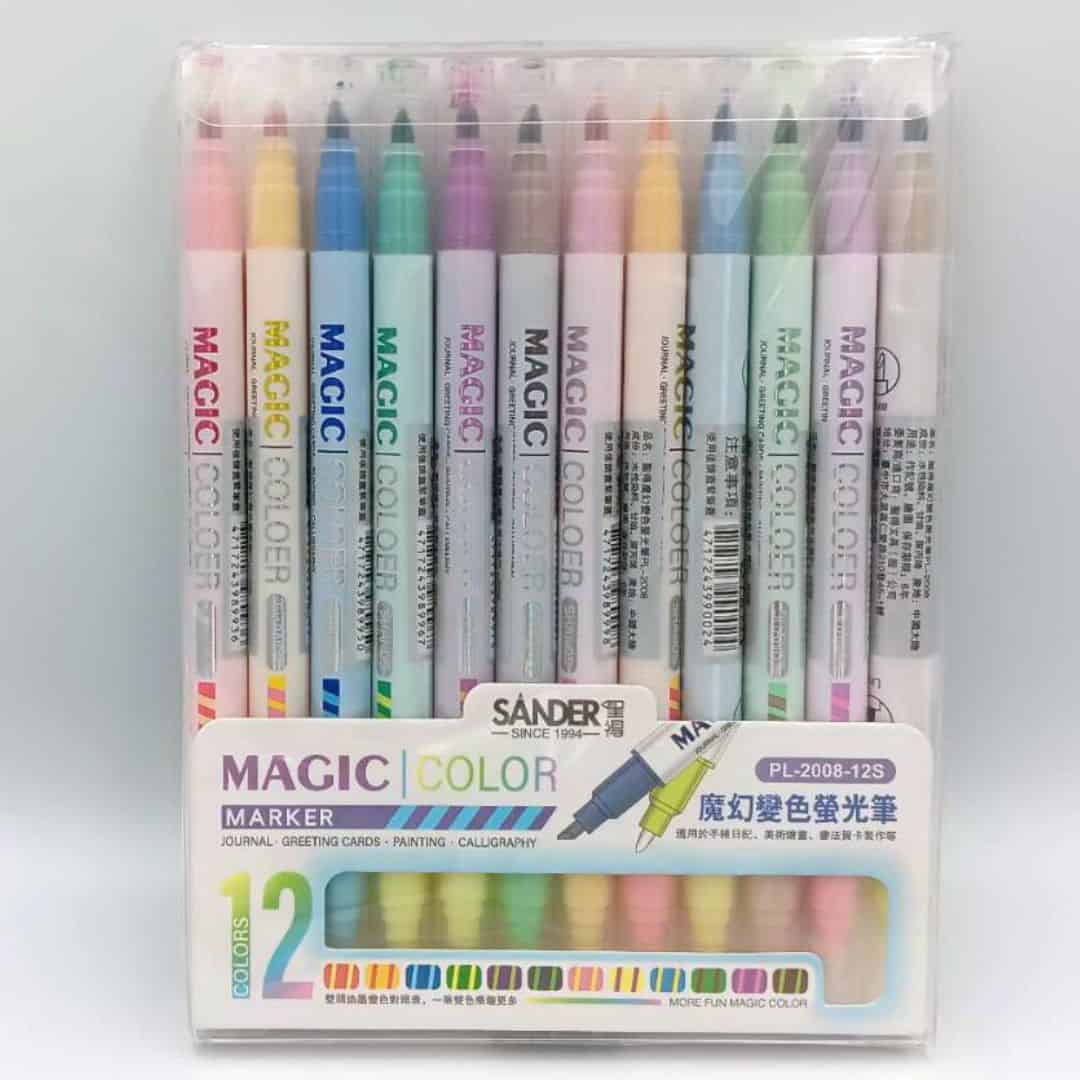 T2334 魔幻變色螢光筆 PL200812S 12色-3 T2334 聖得魔幻變色螢光筆 12色組