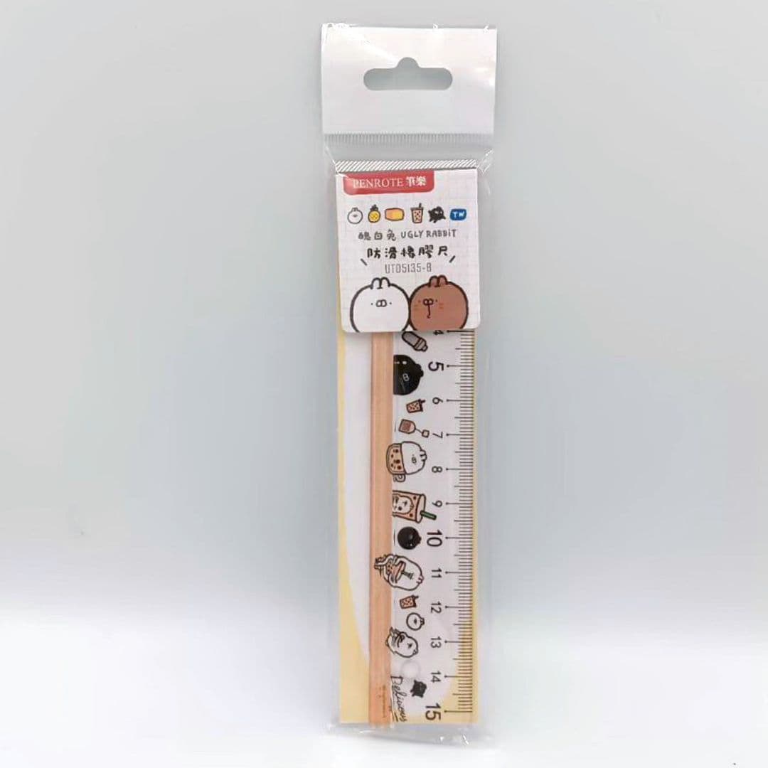 V0715B 筆樂醜白兔防滑尺 15cm B款