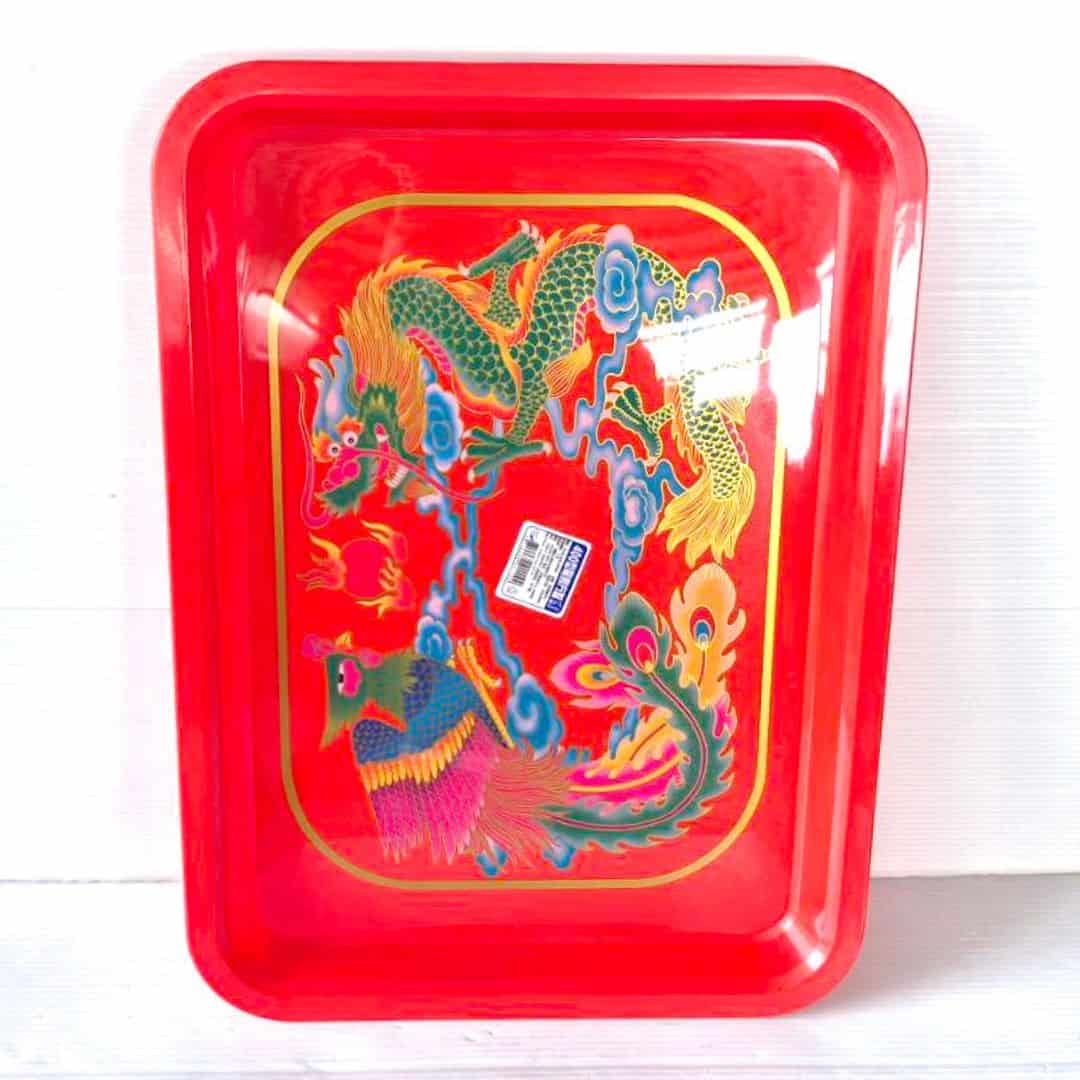 F92198 豐裕龍鳳方型盤 400# 40.5x29.5cm