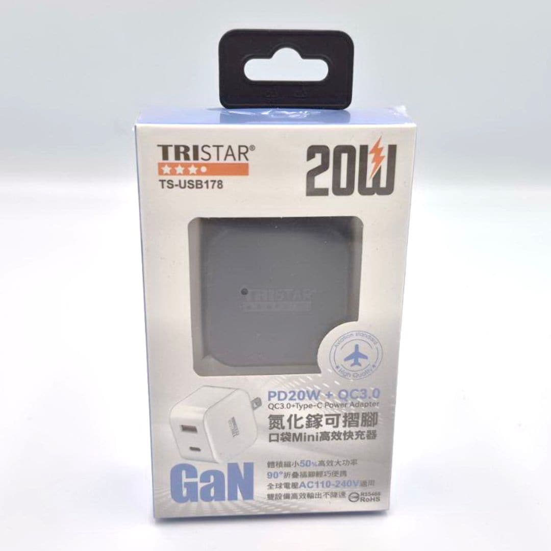 L223687 TRISTAR氮化鎵可摺腳快充器 20W