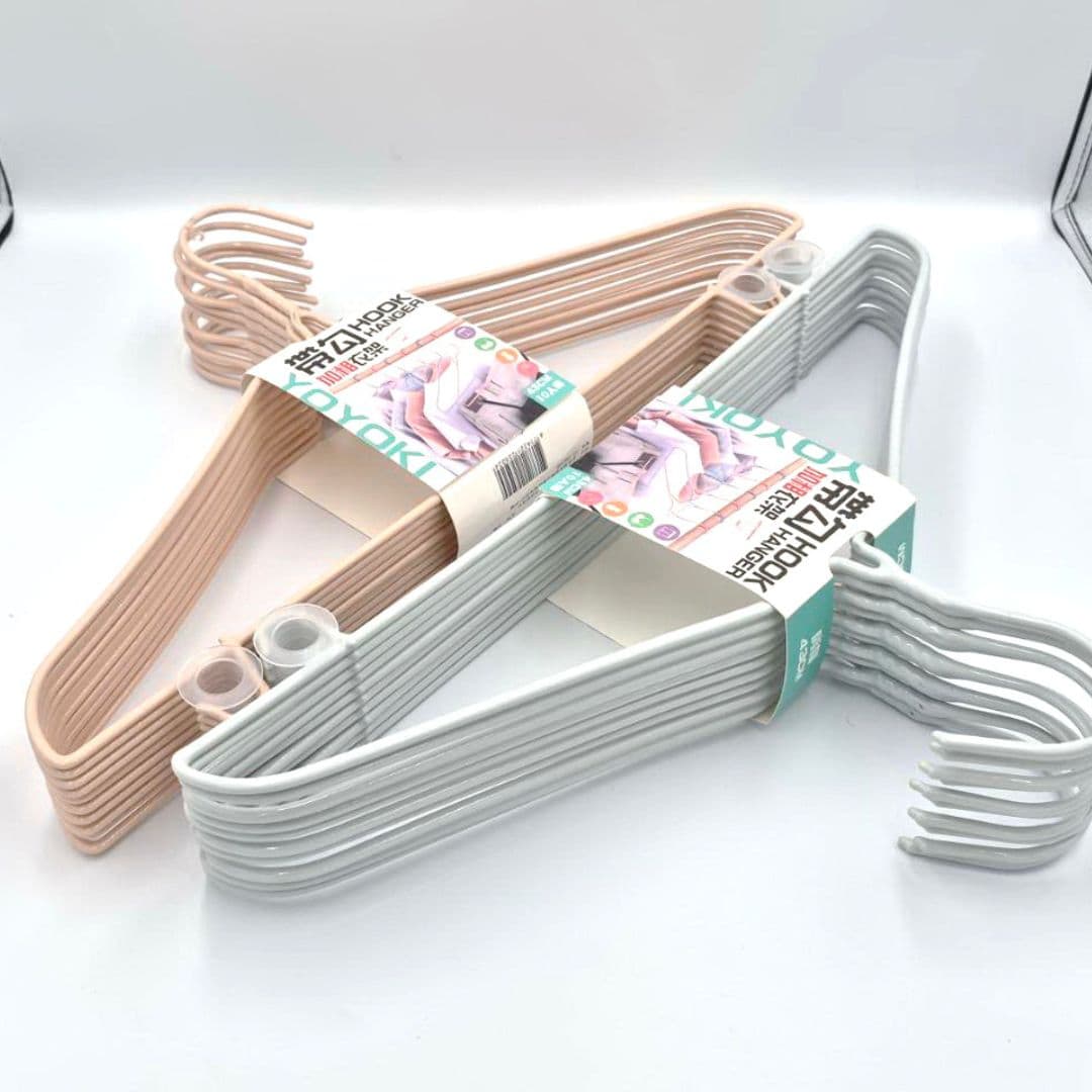 P97555 YOYOKI樂活家加粗帶勾衣架 43cm 10入